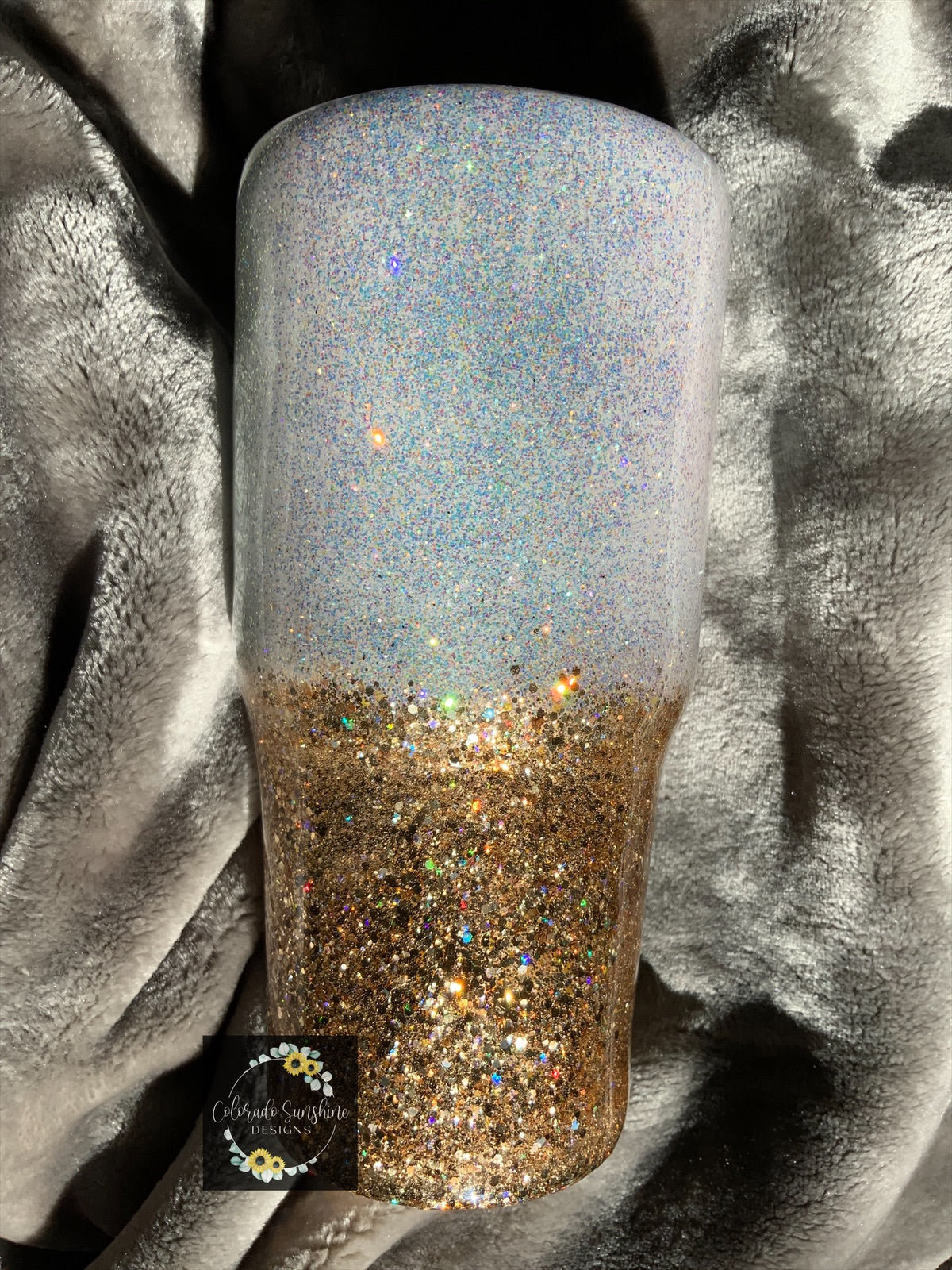 White and Gold Ombre Tumbler or Water Bottle