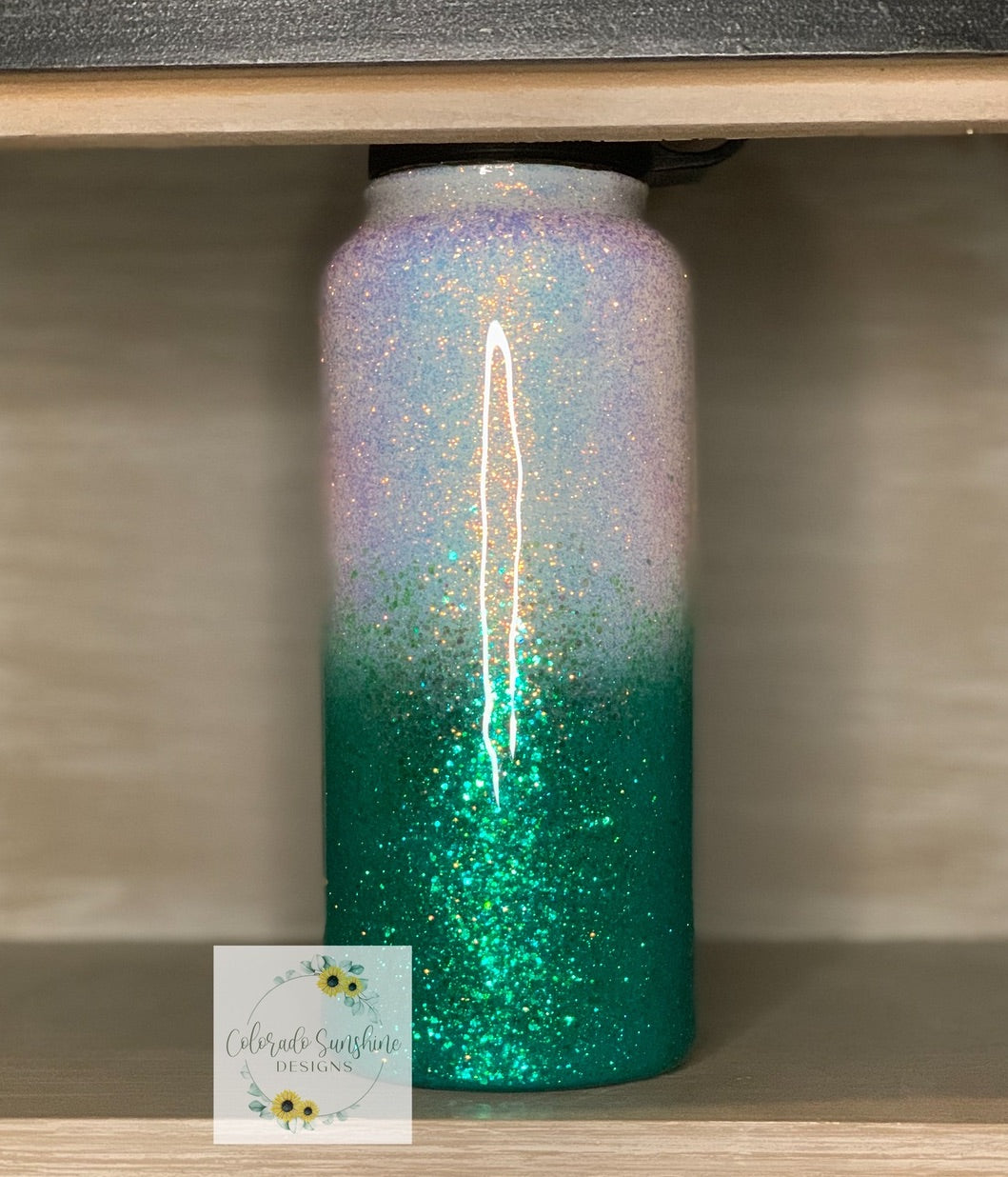 Blue and Green Glitter Ombre Tumbler Water Bottle – coloradosunshinedesigns