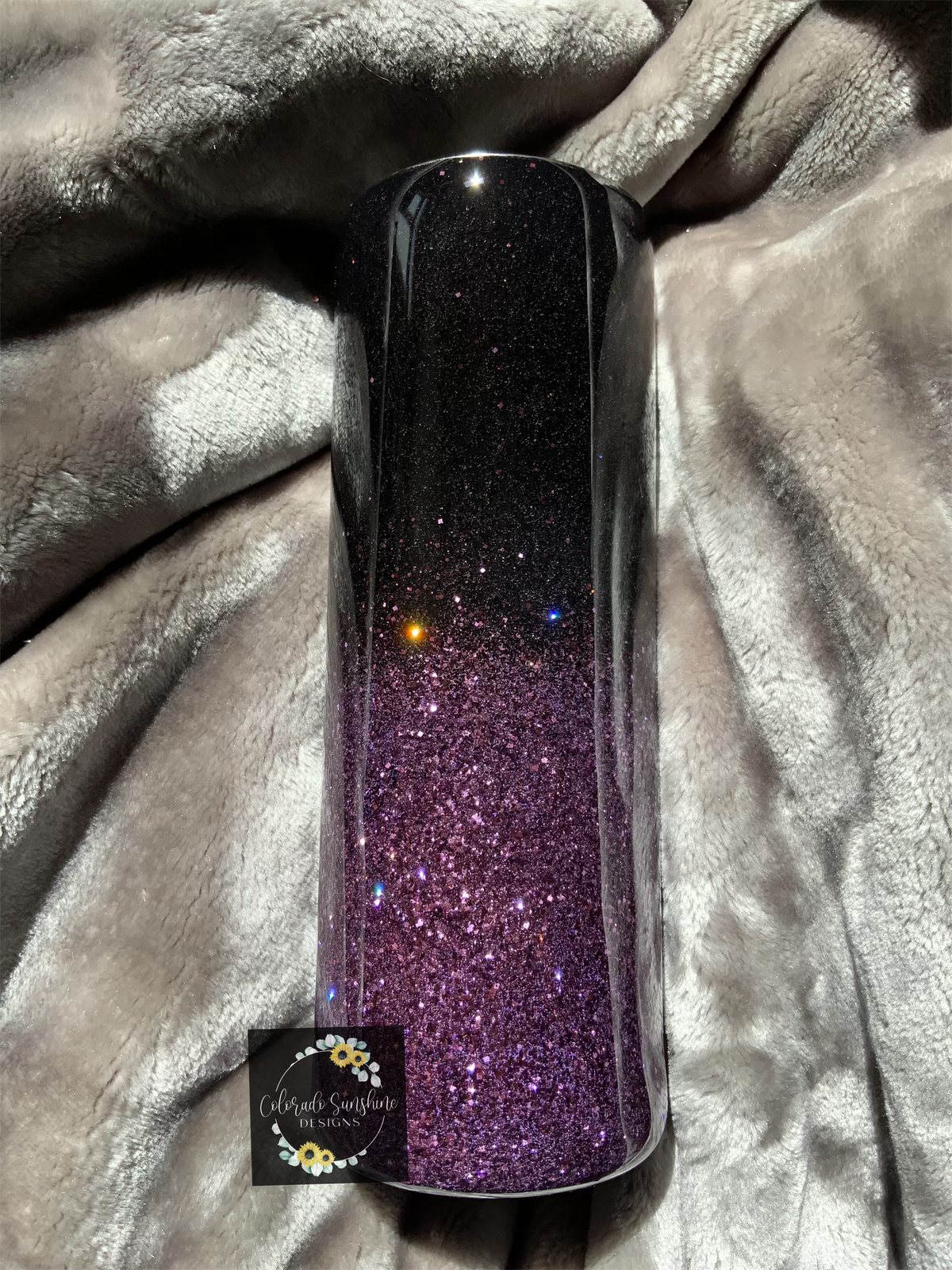 Black and Purple Glitter Ombre Tumbler or Water Bottle
