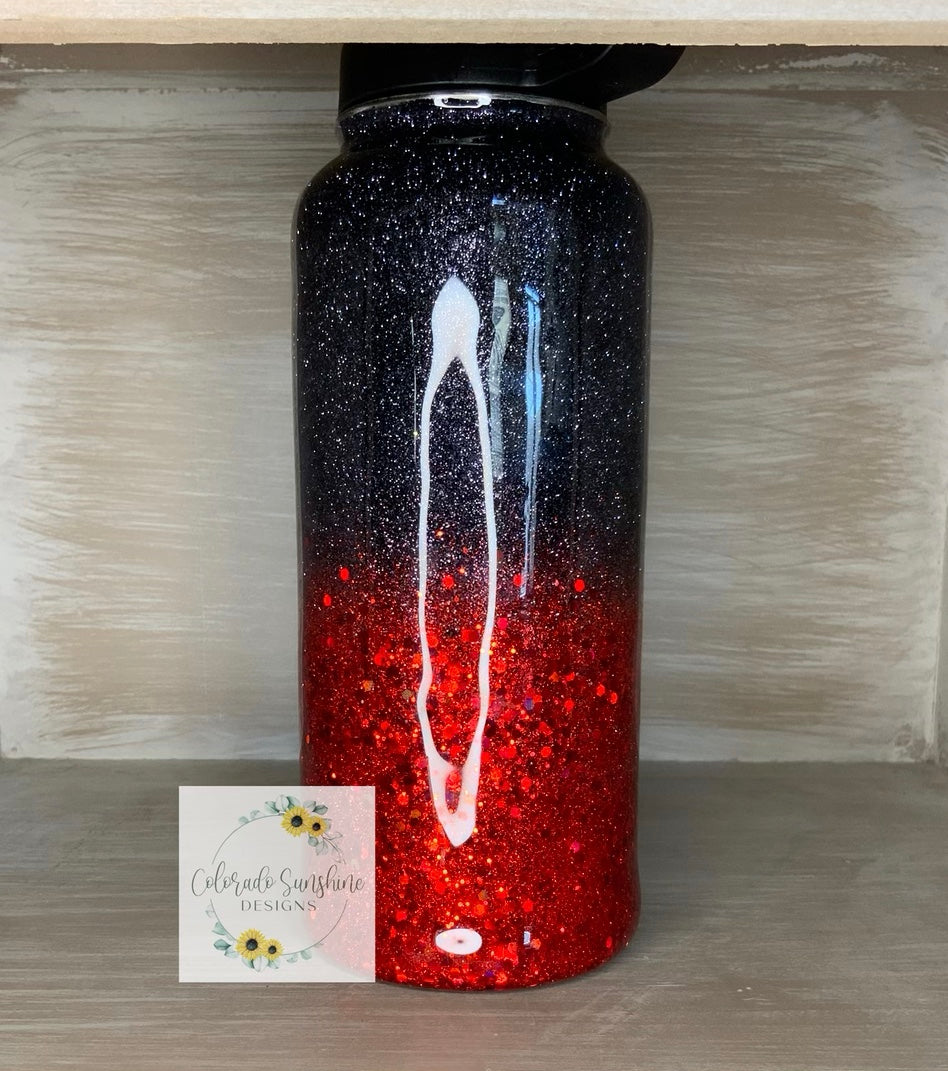Black and Red Glitter Ombre Tumbler or Water Bottle –  coloradosunshinedesigns