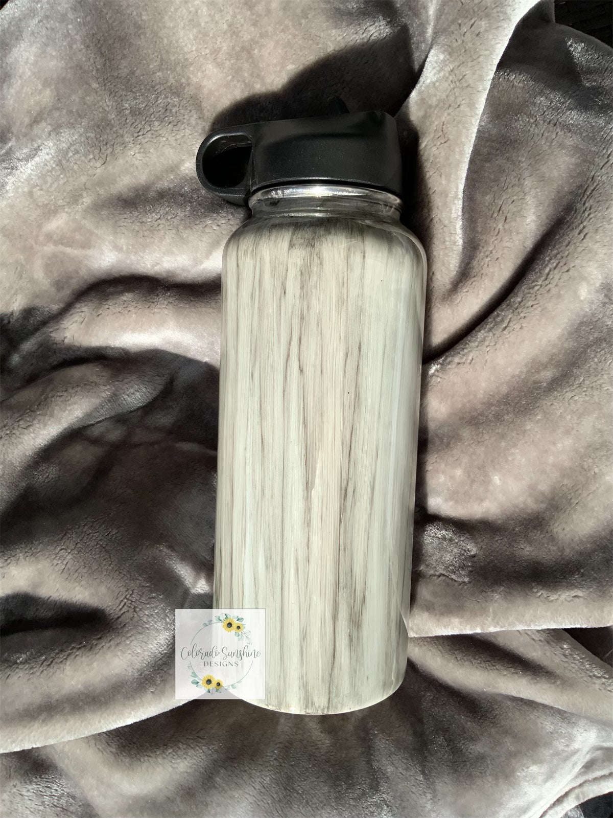 Gray Woodgrain Tumbler Water Bottle