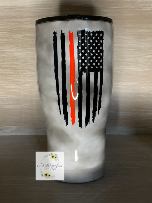 Thin Red Line Tumbler or Water Bottle