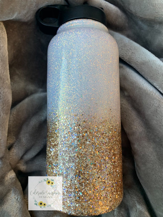 White and Gold Ombre Tumbler or Water Bottle