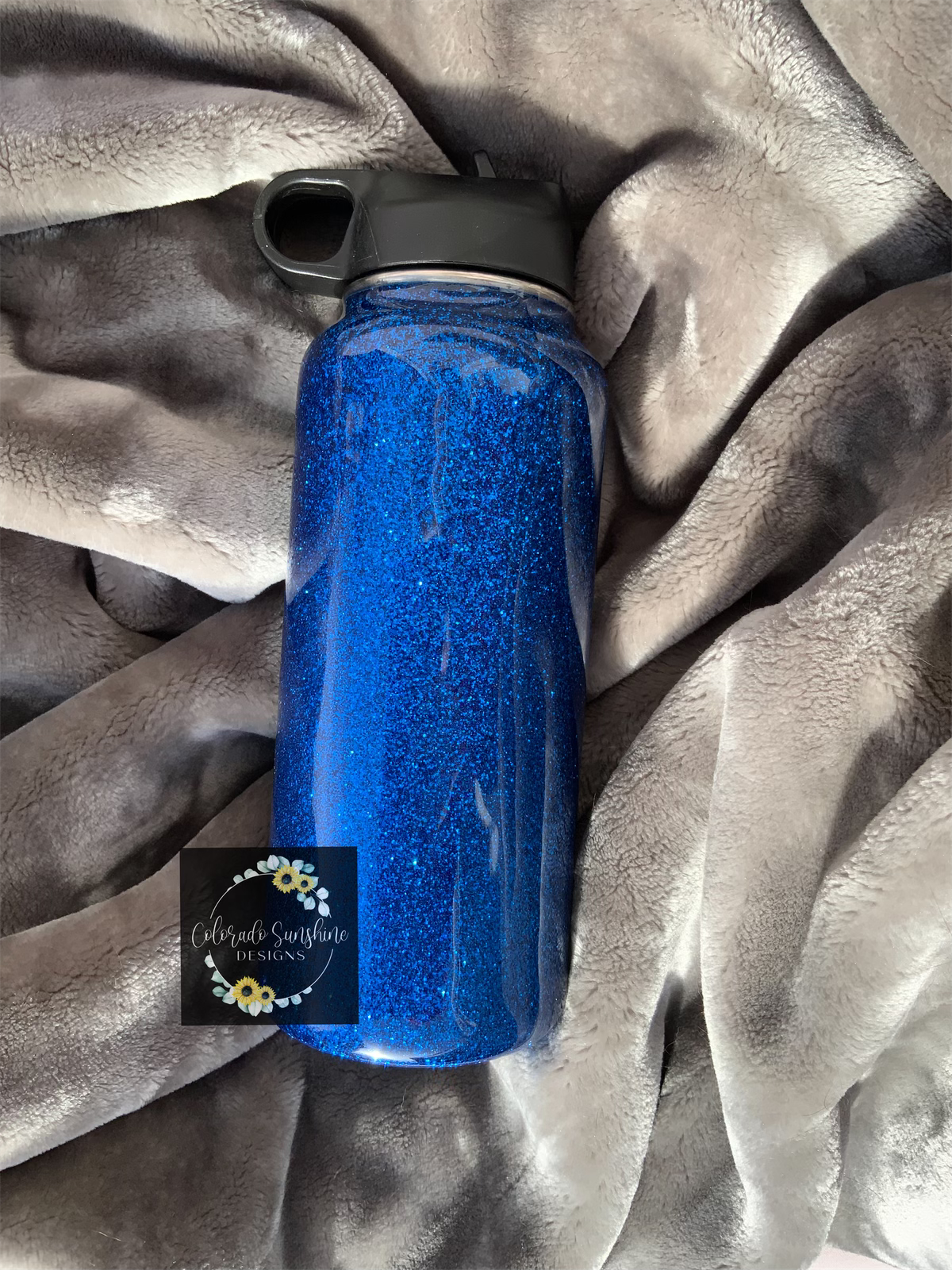 Blue Glitter Tumbler Water Bottle